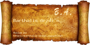 Barthalis Arzén névjegykártya